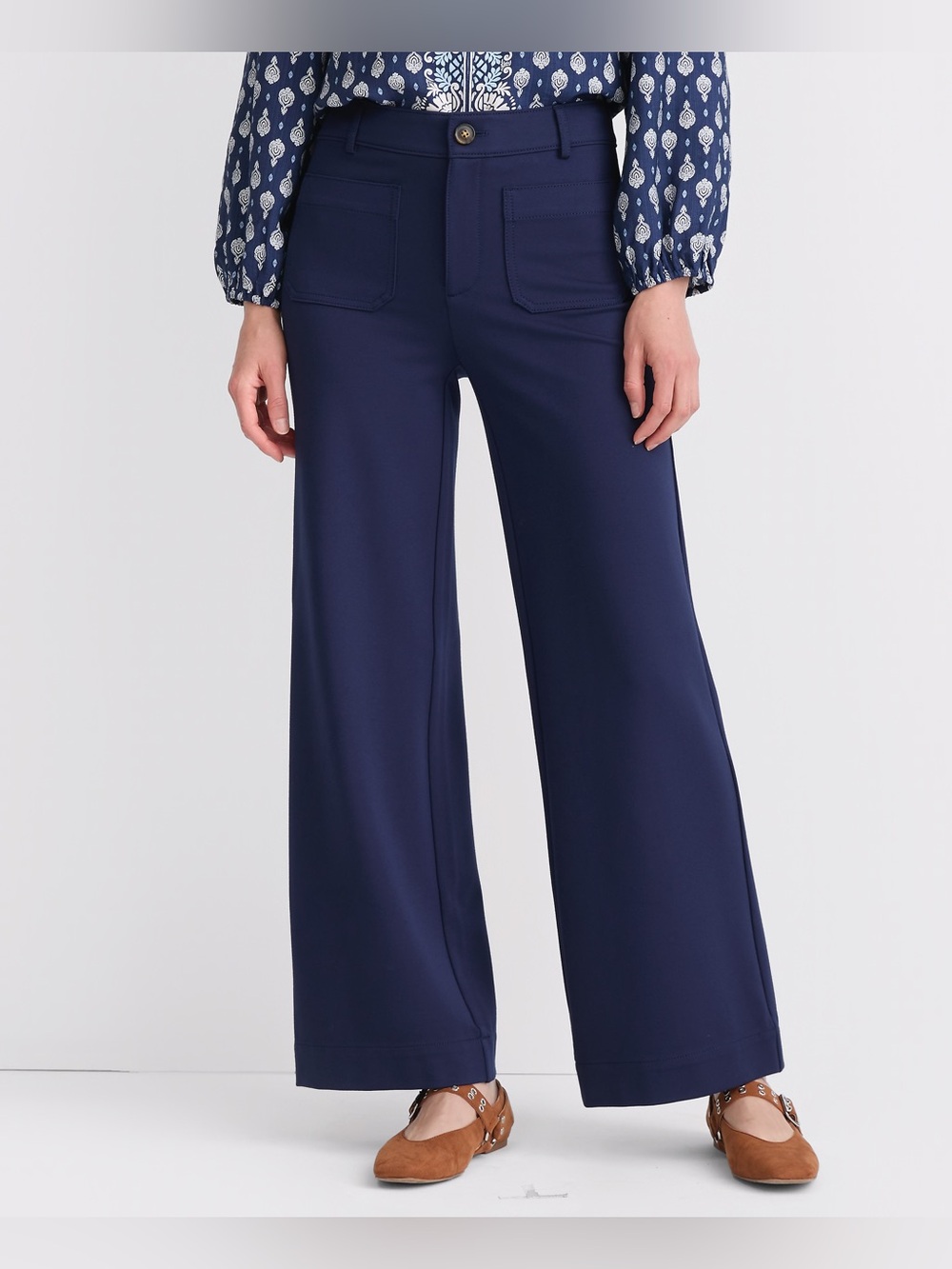 LOFT Palmer Wide Leg Navy Wide-Leg Chinos Size 00 Petite - C75-011